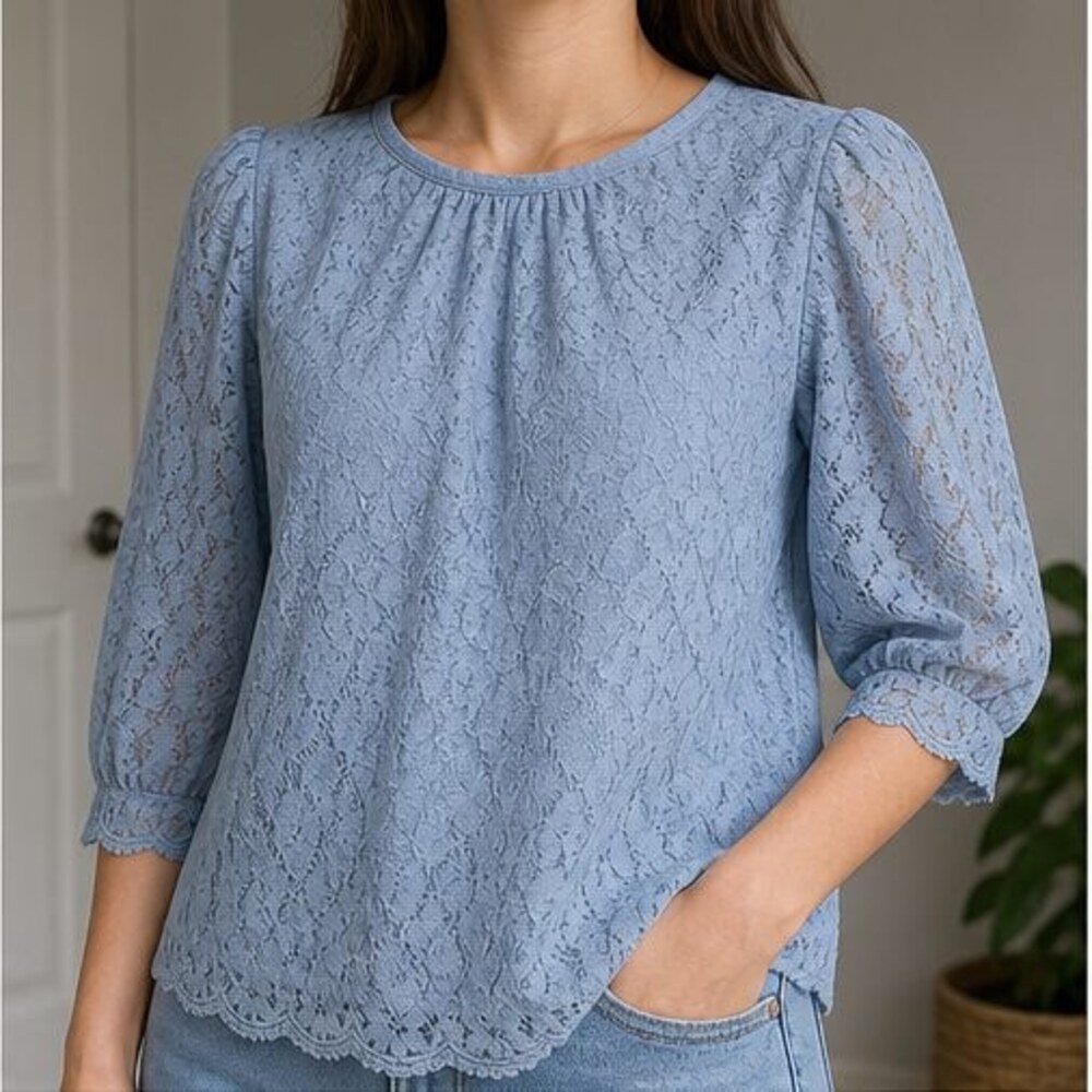 Blue Wrap Blouse - Picture 2 of 6